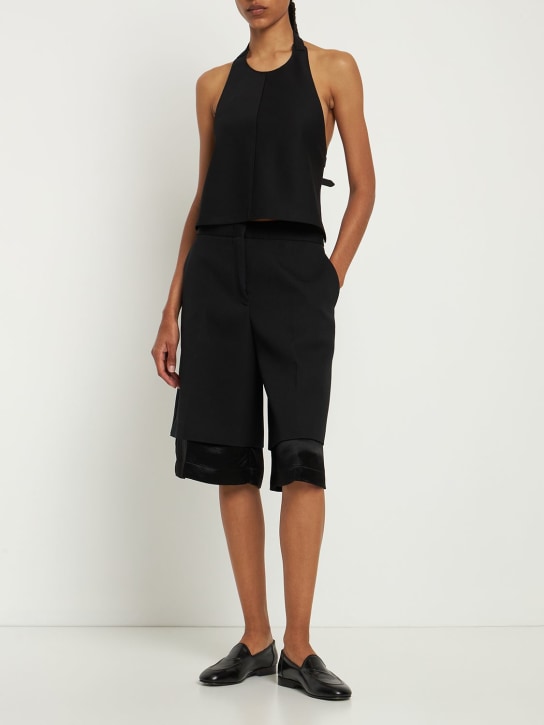 Jil Sander: Bermuda en sergé de laine et satin