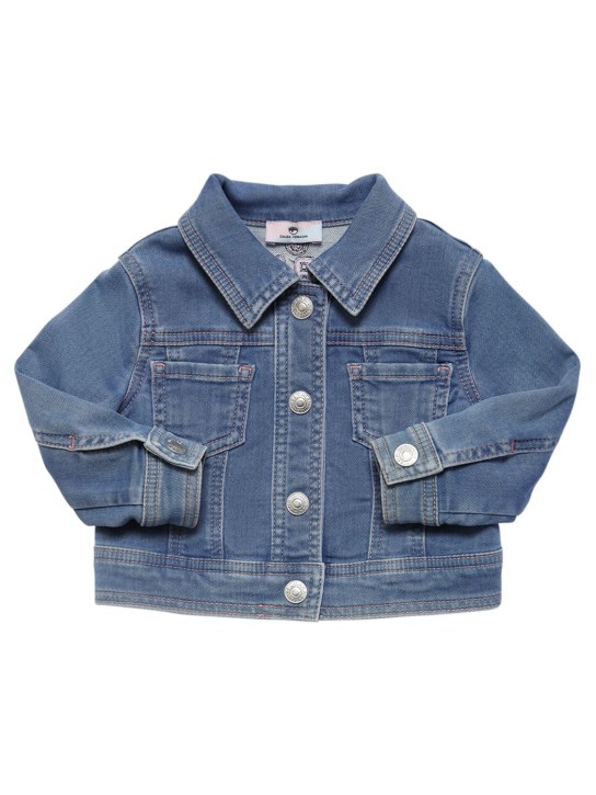 Chiara Ferragni: Embroidered logo denim effect jacket