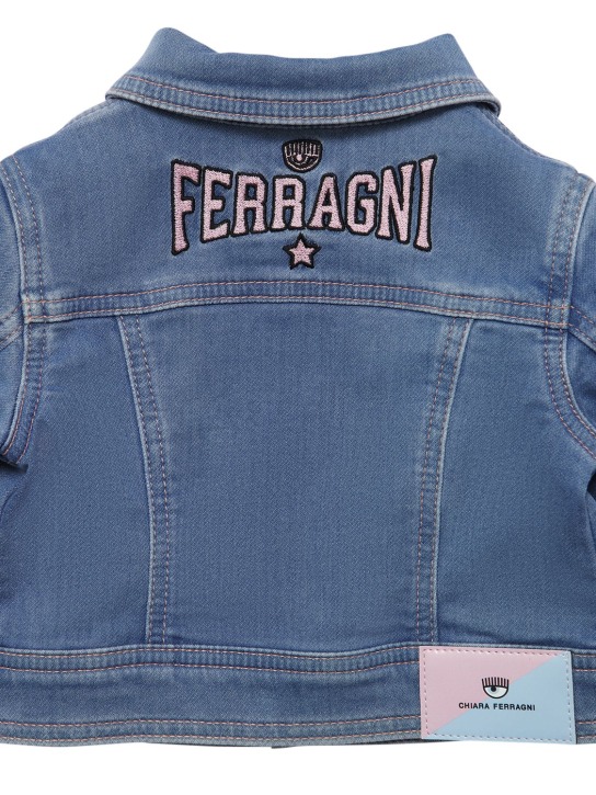 Chiara Ferragni: Embroidered logo denim effect jacket