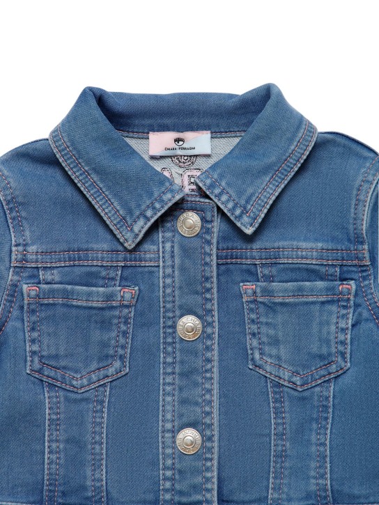 Chiara Ferragni: Embroidered logo denim effect jacket
