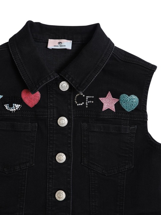 Chiara Ferragni - Gilet effet denim de coton à logo