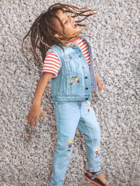 Stella McCartney Kids: Gilet in denim di cotone organico con patch