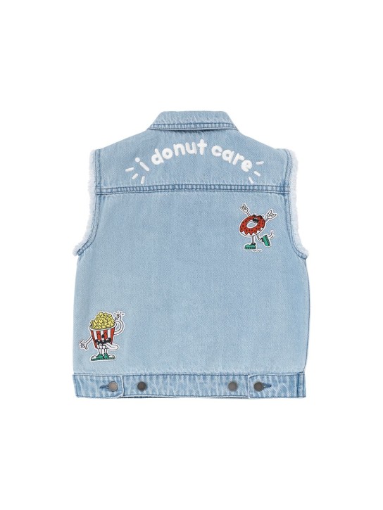Stella McCartney Kids: Gilet in denim di cotone organico con patch