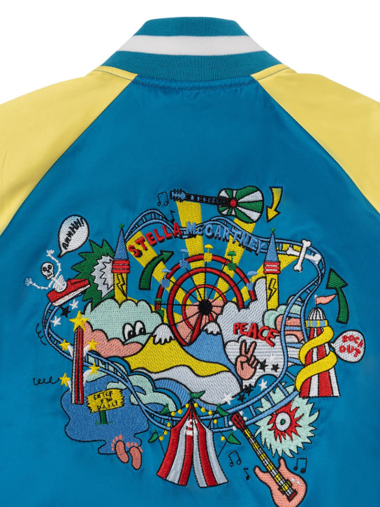 Stella McCartney Kids: Veste bomber en satin recyclé brodé