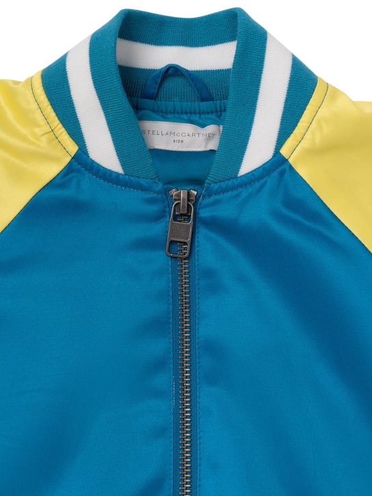 Stella McCartney Kids: Veste bomber en satin recyclé brodé