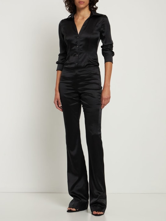 Alessandra Rich - Hose aus Seidensatin mit ausgestelltem Bein