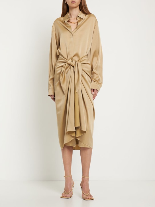 Michael Kors Collection - Vestito midi in techno charmeuse con nodo