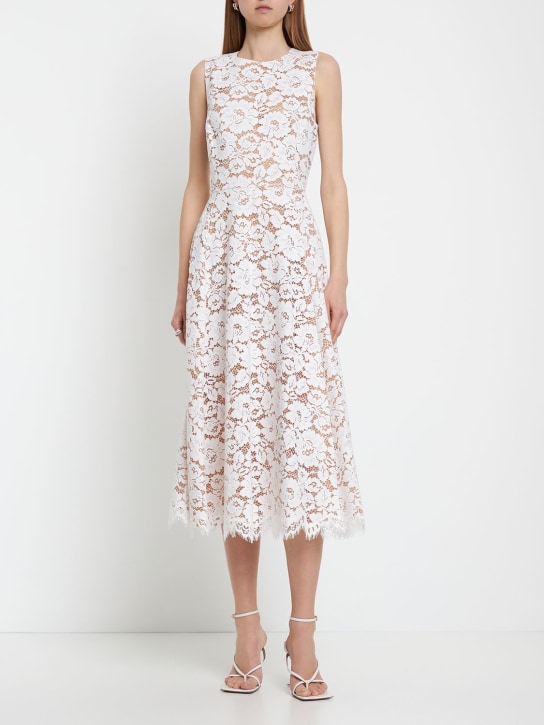 Michael Kors Collection: Cotton blend floral lace midi dress