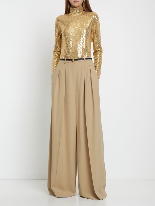 Michael Kors Collection: Pantaloni larghi vita alta in serge di lana