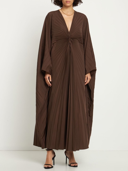 Valentino: Micro faille plisse long dress
