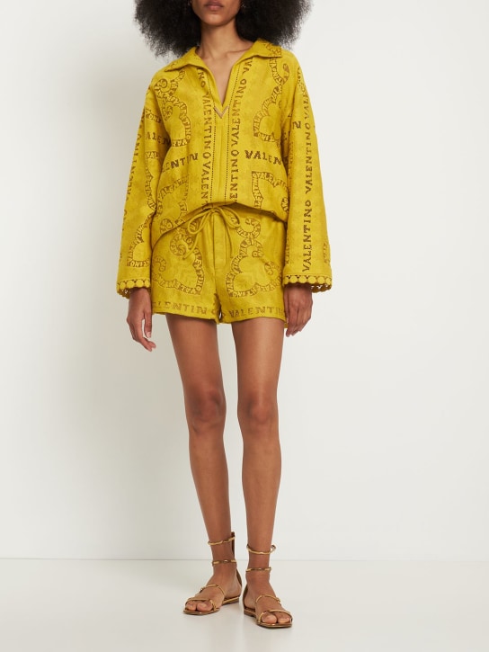 Valentino - V logo cotton guipure lace shirt dress
