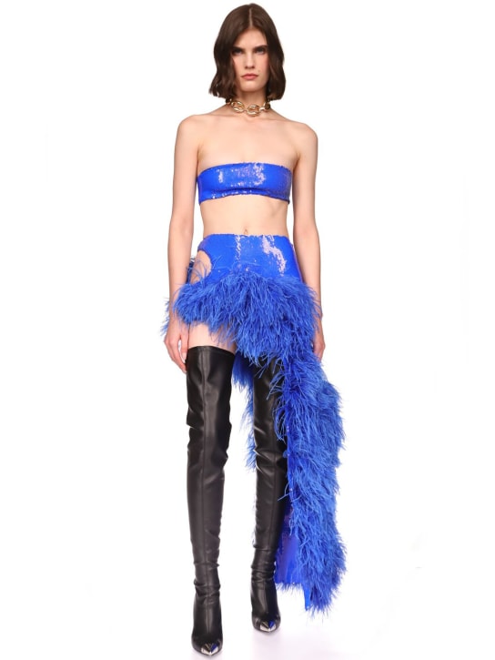 David Koma: Gonna con piume e paillettes
