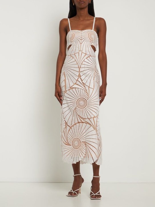 SIMKHAI: Jamie Fossil guipure midi dress