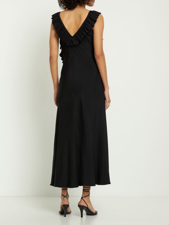 Jil Sander: Robe midi en satin délavé à frou-frous