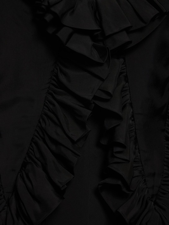 Jil Sander: Robe midi en satin délavé à frou-frous