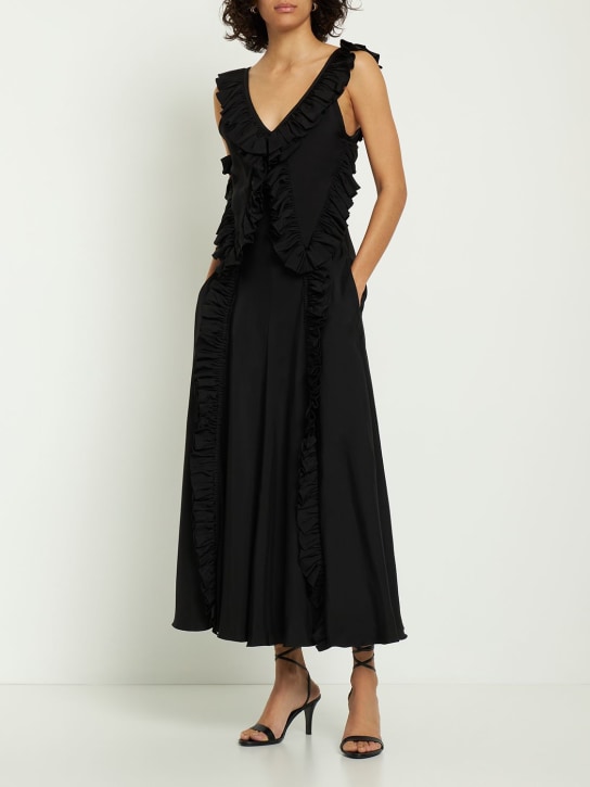 Jil Sander - Robe midi en satin délavé à frou-frous