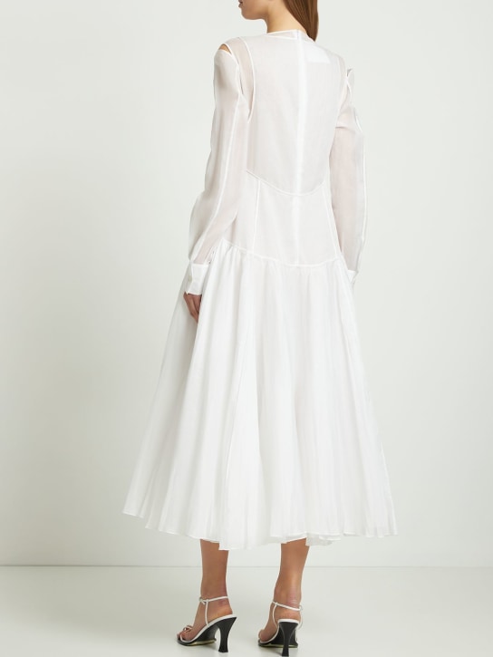 Jil Sander: Robe midi en organza de coton