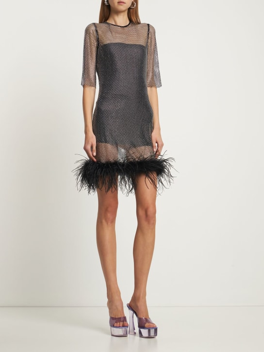 Giuseppe Di Morabito - Vestito in mesh con ricami e piume