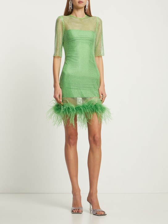 Giuseppe Di Morabito - Vestito in mesh con ricami e piume