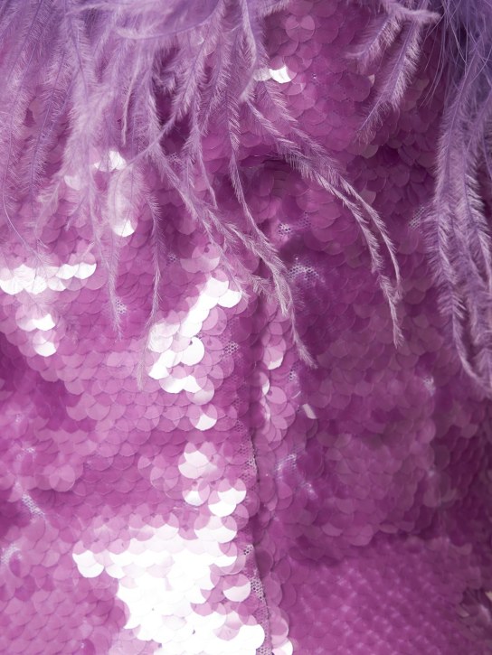 Giuseppe Di Morabito: Vestito midi con paillettes e piume