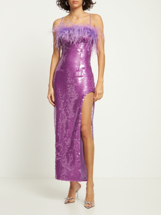 Giuseppe Di Morabito - Vestito midi con paillettes e piume