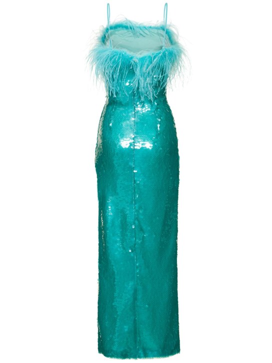 Giuseppe Di Morabito: Vestito midi con paillettes e piume
