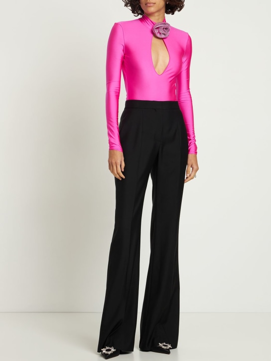Giuseppe Di Morabito - Stretch shiny jersey bodysuit w/ flower