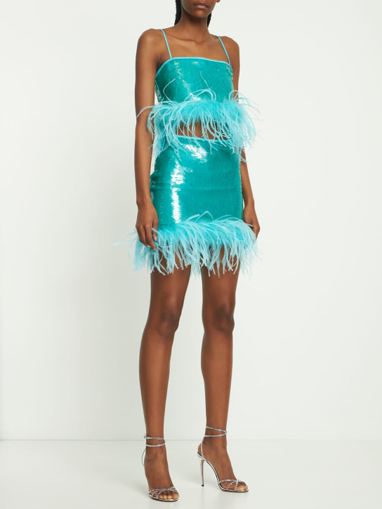 Giuseppe Di Morabito - Jupe courte en sequins et plumes