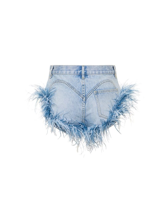 Area: Cotton denim hot shorts w/ feathers