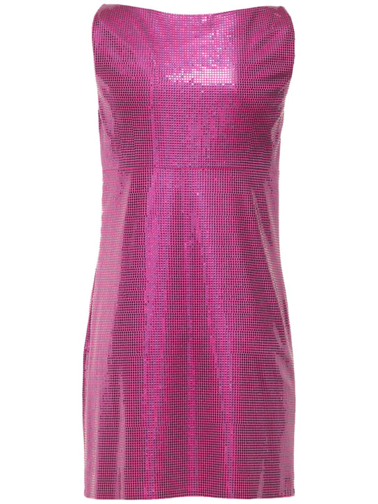 Versace: Robe courte en viscose embellie