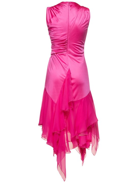 Versace: Robe midi en mousseline de soie et jersey drapé