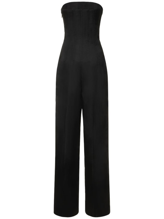 Stella McCartney: Krepp-Korsett-Overall mit weitem Bein