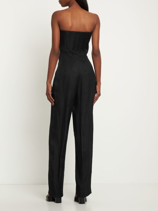 Stella McCartney: Krepp-Korsett-Overall mit weitem Bein