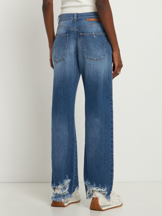 Stella McCartney: Jean en denim de coton usé taille basse
