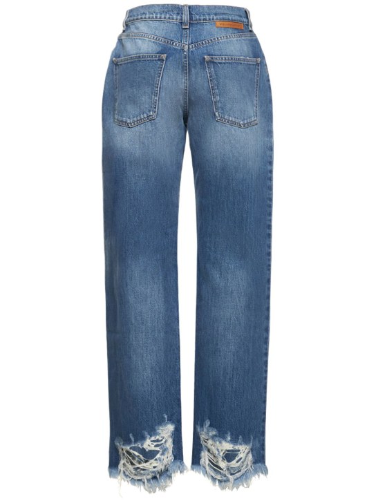Stella McCartney: Jean en denim de coton usé taille basse