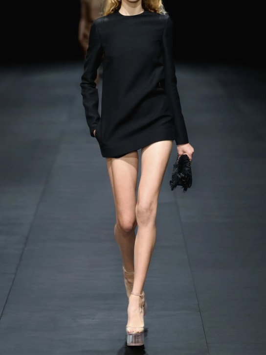 Valentino: Wool & silk crepe couture mini jumpsuit
