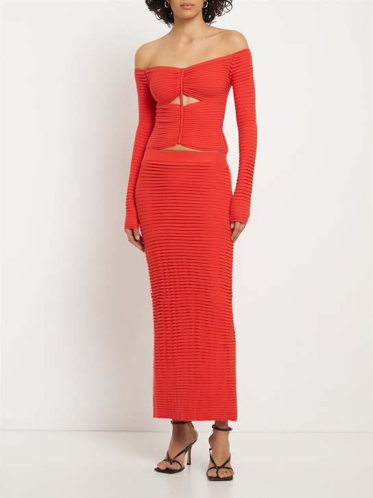 ALTUZARRA - Mosiya pleated viscose blend long skirt