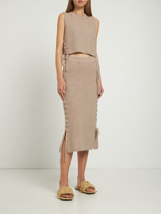 ALTUZARRA - Milton wool blend rib knit midi skirt