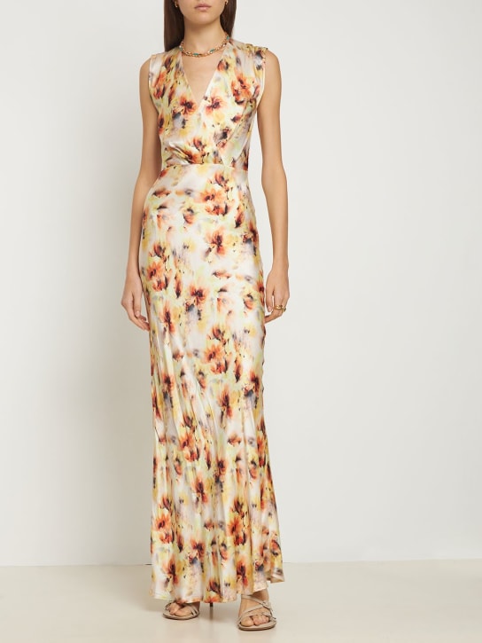 Bec + Bridge - Maxikleid aus Viskosesatin mit Blumenmuster