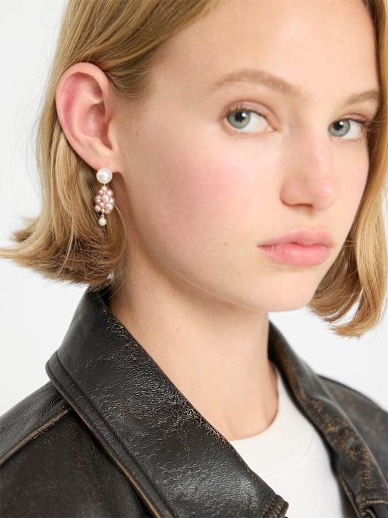 Sophie Bille Brahe - 14kt & Pearl Botticelli rose earrings