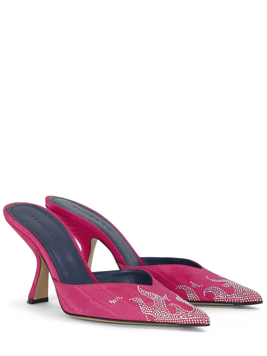 IINDACO: 95mm hohe Mules aus Satin „Carmen“