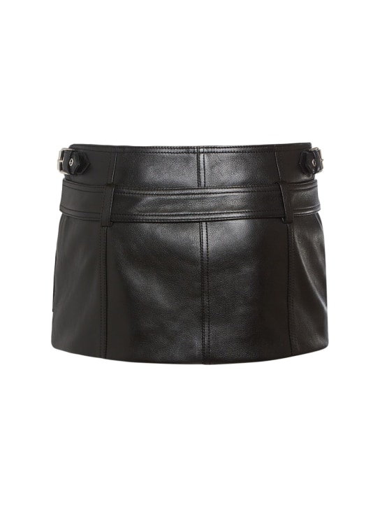 Versace: Jupe courte en cuir avec ceinture