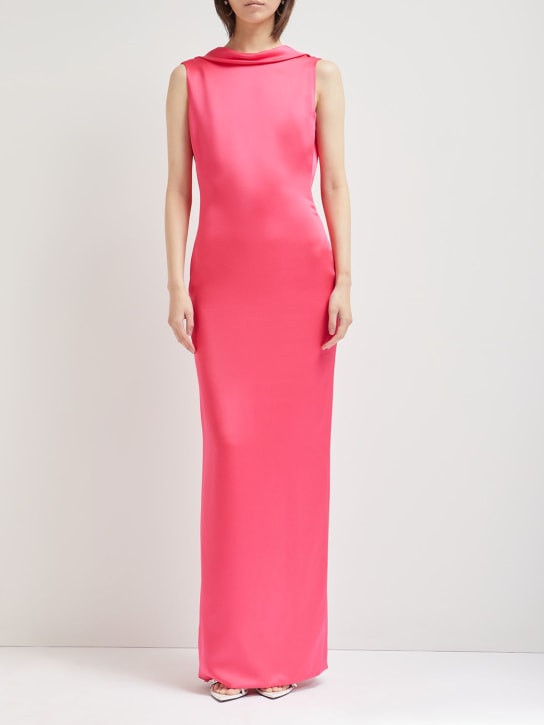 Versace - Robe midi dos nu en satin envers brillant