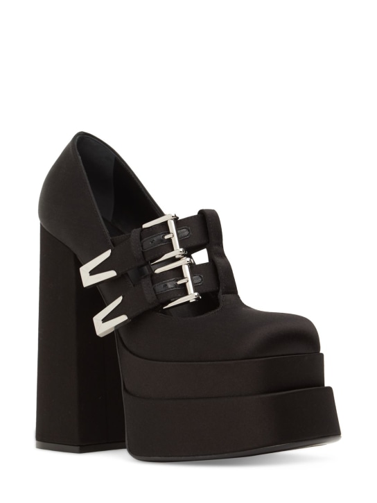 Versace: Escarpins compensés en satin 155 mm