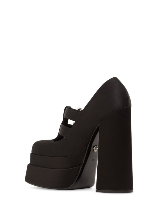Versace: Escarpins compensés en satin 155 mm
