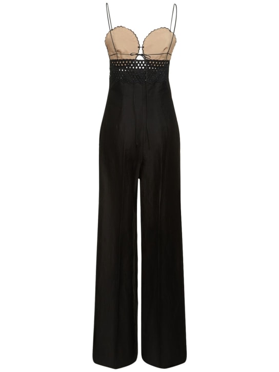 Stella McCartney: Combi en popeline de lin mélangé & top en dentelle