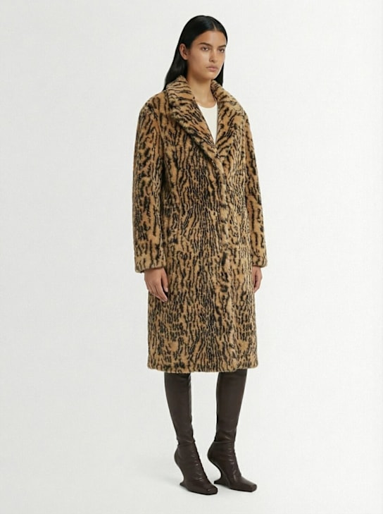 Stella McCartney - Cappotto midi in pelliccia sintetica leopard