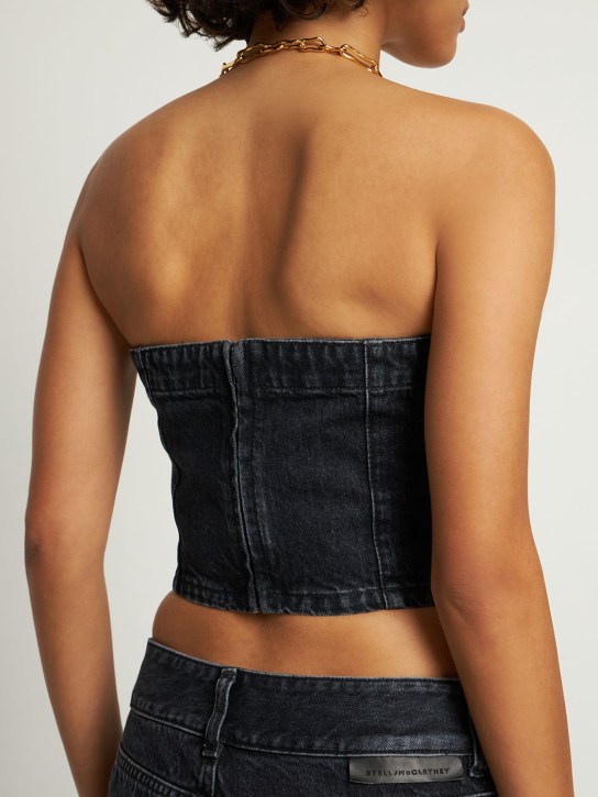 Stella McCartney: Washed denim cropped bustier top