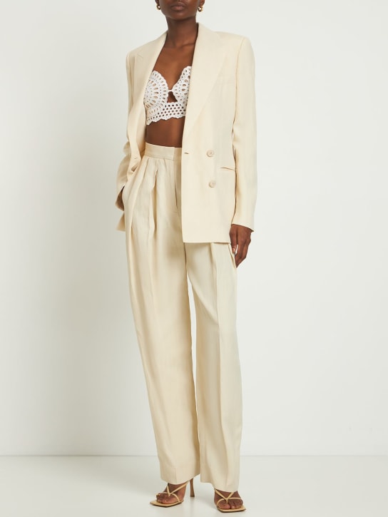Stella McCartney - Pantaloni dritti vita alta in lino e viscosa