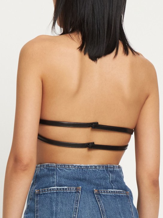 Mônot: Leather halter neck bra top
